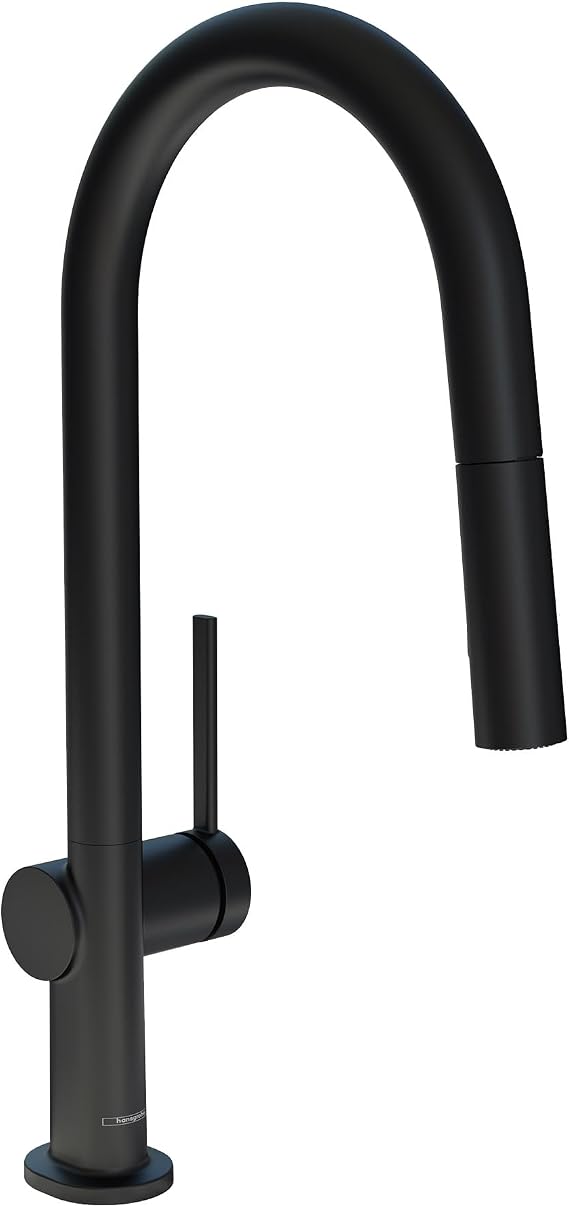 hansgrohe Talis N Black High Arc Kitchen Faucet, Kitchen Faucets with Pull Down Sprayer, Faucet for Kitchen Sink, Magnetic Docking Spray Head, Matte Black 72846671