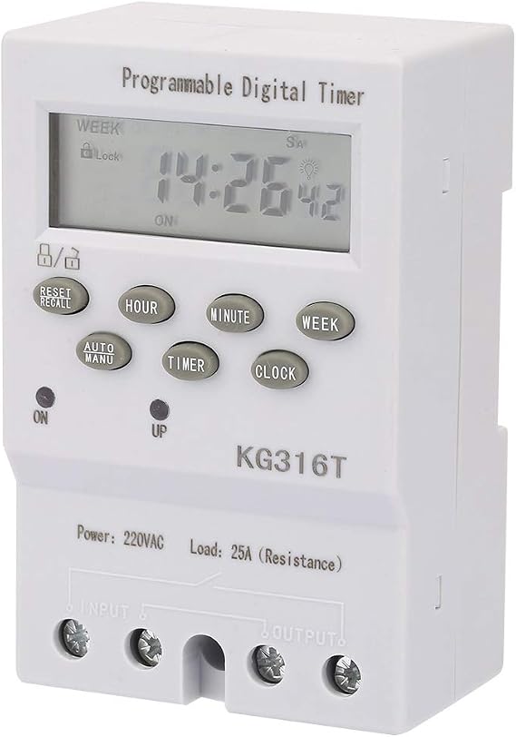 Digital Programmable Timer, Akozon KG316T 220V Microcomputer Time Control Switch Programmable Automatic Digital Timer Switch