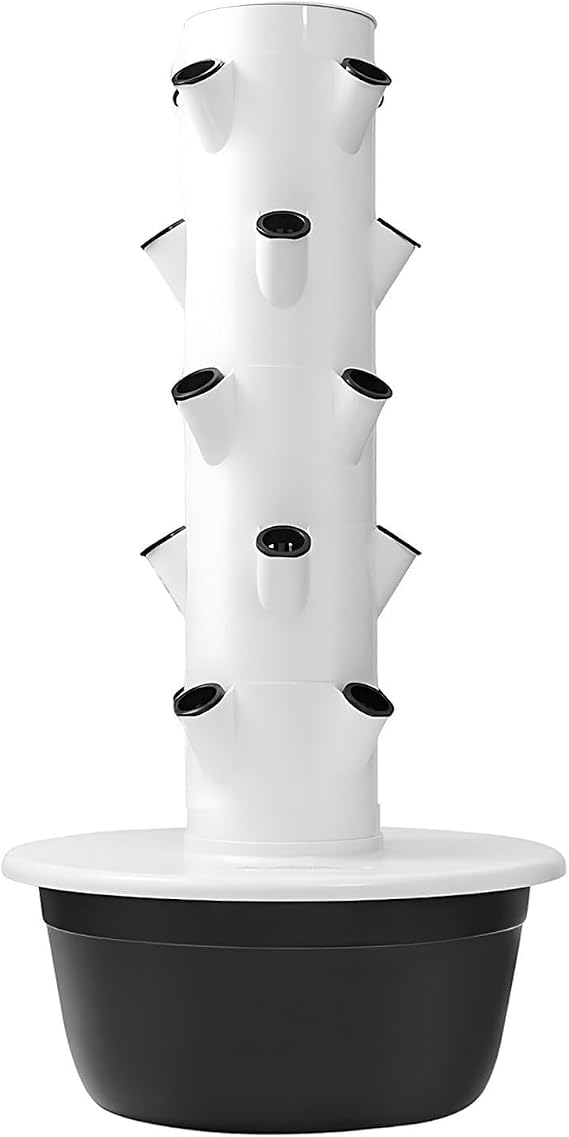 VZXATYOP Hydroponic Tower Garden System – 5-Layer Vertical Indoor Herb Garden With Auto Water Recycling & 20/28/36 Plant Pods For Home Growing(Black)