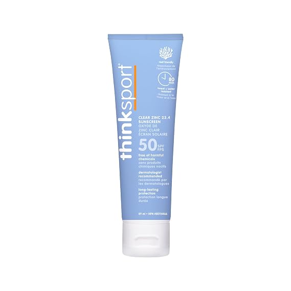 Thinksport Mineral Sunscreen SPF 50+ with Clear Zinc Oxide, Vegan, 3 Fl Oz