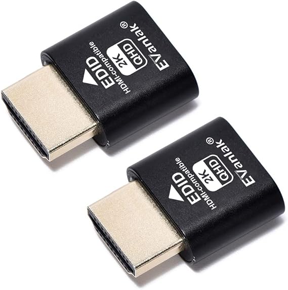 EVanlak HDMI Dummy Plug Headless Ghost Display Emulator Premium Aluminum PC（Fit Headless-1920x1080 New 3RD@60Hz）-2Pack…