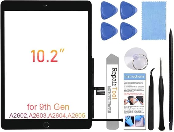 Fixerman for ipad 9th Generation Screen Replacement (A2602 A2603 A2604 A2605) ipad 9 Touch Screen Replacement Digitizer 10.2 Inch(2021 Released),with Home Button+Pre-Installed+Repair Tools