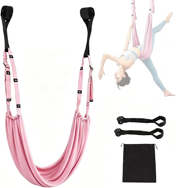 Yoga Swing, Adjustable Yoga Strap, Fitness Stretching Strap, Dance Lower Waist Training, Gym Equipment for Rehab, Pilates Ballet, Muscle Exercise, Splits and Gymnastics, Purple