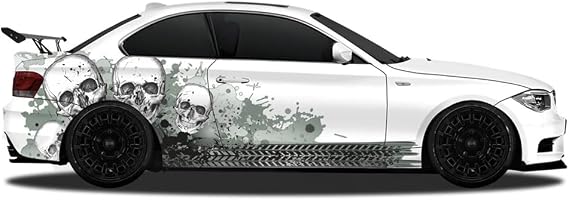 Skulls Vinyl Bumper Sticker Tire Stripe Graphics Car Sticker Sport Body Side Decal Universal Size Exterior Decoration