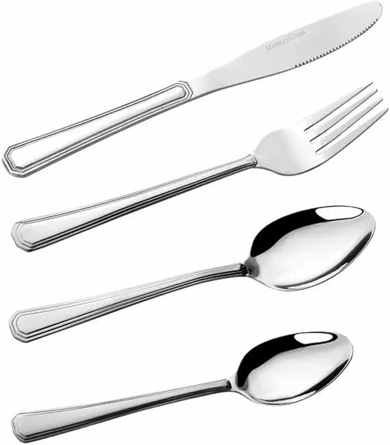16-Piece Luxury Premium Silverware Dinnerware Tableware Set for Home - Stainless Steel Flatware Service for 4 with Forks, Knives, Spoons, and Teaspoons - Durable, Elegant, and Rust-Resistant Cutlery