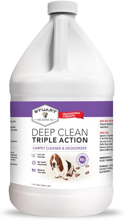 Stuart Pet Supply Co. Professional Strength Deep Clean (Gal.) 3X Carpet Cleaner Solution & Deodorizer, Concentrated Encapsulating Carpet Shampoo, Pet Odor & Dirty Carpet Cleaning Solution 128 fl oz.