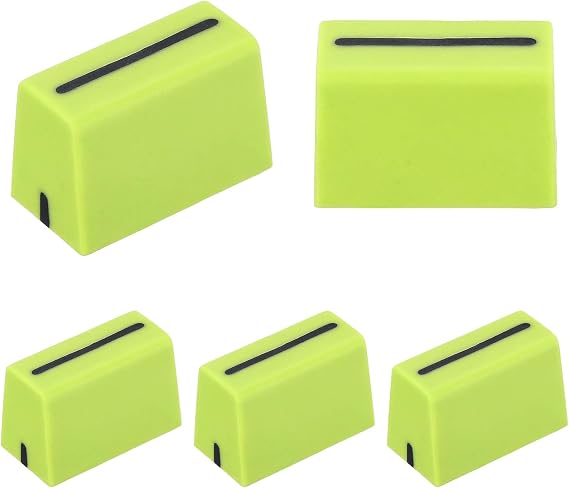 sourcing map Universal Fader Knobs, Green Mixer Fader Caps Slider Potentiometer Replacement Rubber for DJ Controller Mixer Console, 5 Pack