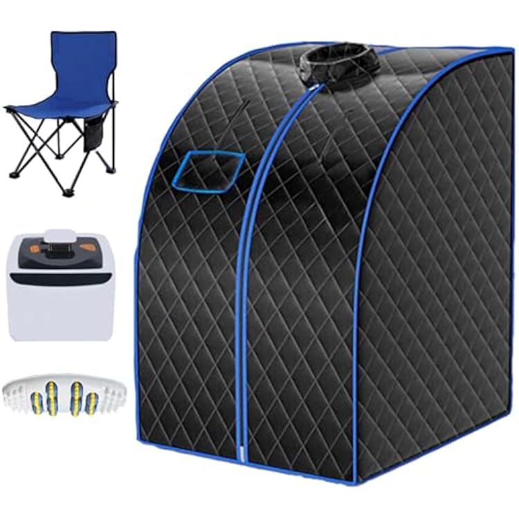 Portable Personal Steam Sauna with 1000W&2.6L Steamer and Foldable Chair, Full Body Sauna Tent at Home Spa, Fast Heating with Remote Control, Black