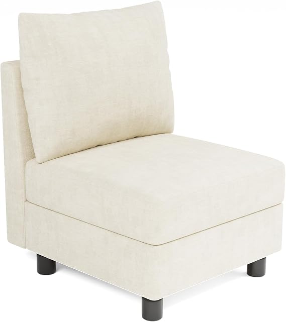 Apicizon Modular Sectional Sofa Middle Seat Module Couch Side Sectional Free Configuration Middle, Beige