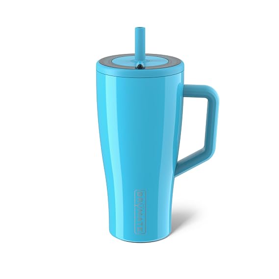BruMate Era 30 oz Tumbler with Handle and Straw | 100% Leakproof Insulated Tumbler with Lid and Flexible SoftSip Straw | Made of Stainless Steel | Cup Holder Friendly Base | 30oz (Electric Blue)