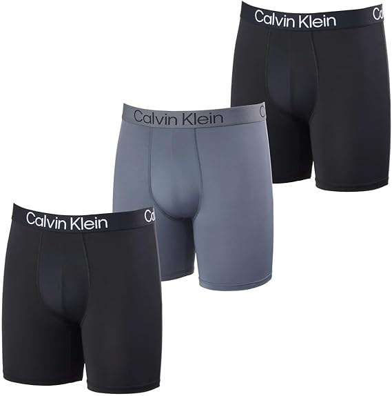 Calvin Klein Men's Boxer Brief Moisture Wicking, 3-pack (US, Alpha, Large, Regular, Regular, Black/Black/Gray)