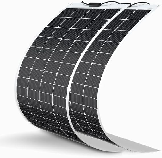 Renogy Flexible Solar Panel 2PC 200 Watt 12 Volt Monocrystalline Semi-Flexible Bendable Mono Panel for Marine RV Cabin Van Car Uneven Surfaces Off-Grid Systems
