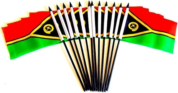 12 Vanuatu 4x6 Mini Flags Polyester Stick Flags for Office & Events