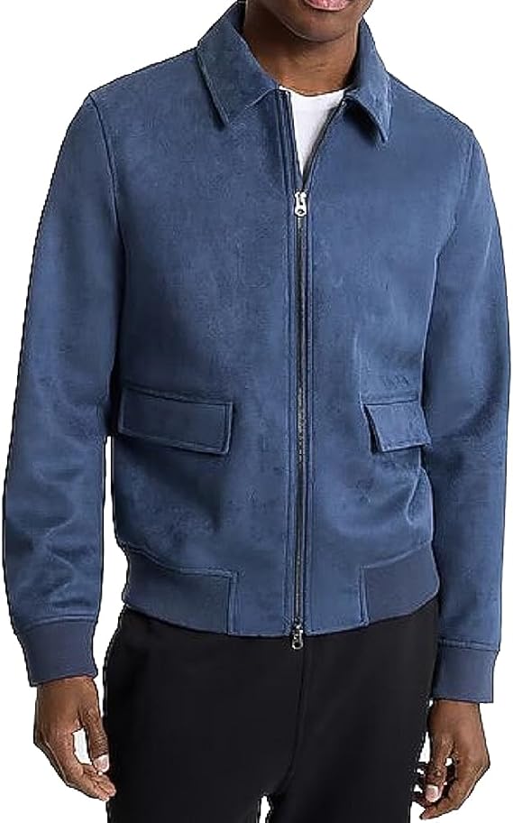IZAC & DAUD Men Genuine Suede Bomber Jacket Lightweight Lambskin Bomber Jacket Premium Leather jacket men