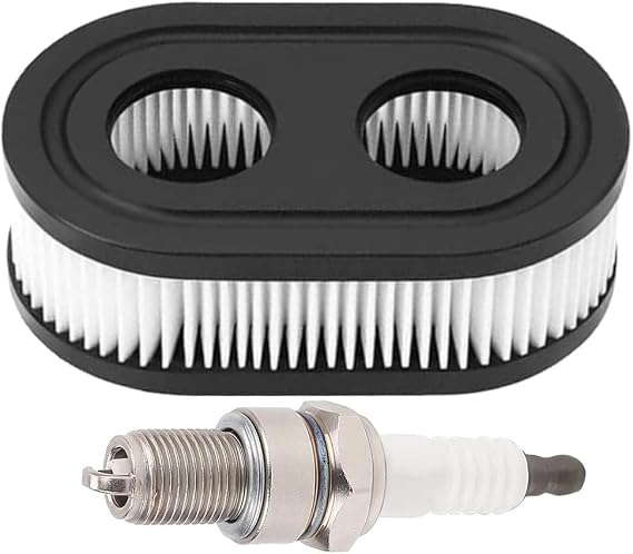 593260 Air Filter and Spark Plug For Troy-Bilt TB115 TB200 TB110 TB230 TB330 TB370 TB380 B&S 550EX 550E 575EX 500E 600E 625EX 675EXI 725EXI 450E Series OHV Engine Replace BS-593260 798452 5432K 4247