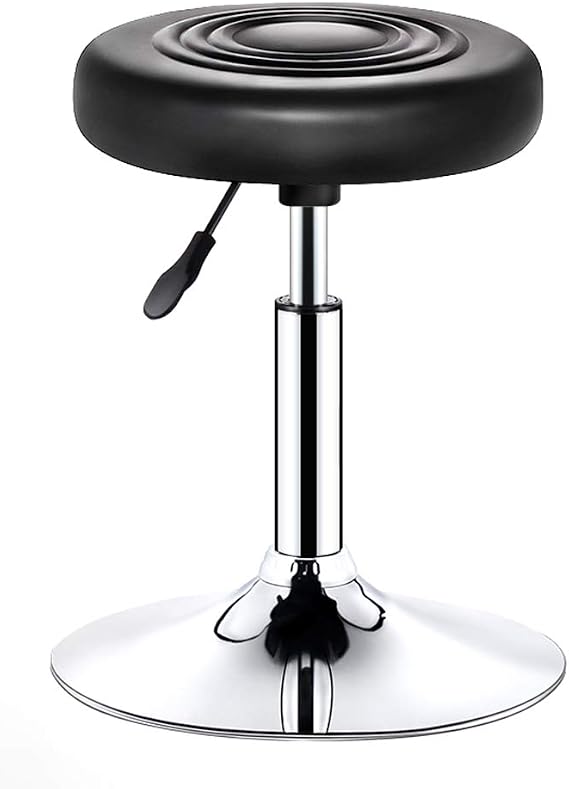 Swivel Bar Stool Height Adjustable,Hydraulic Counter Stool Backless,Work Stool/Barber Stool/Guitar Stool/Makeup Stool,Black/Blue/White Round Cushion Seat