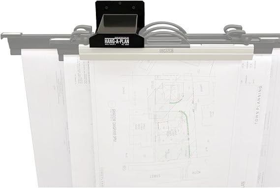 Arnos Hang-A-Plan Wall Mount Blueprint Storage Stand Rack - Hanging Blueprint Holder, Poster Display, Map Rack - Capacity for 5 Hanging Clamps 18", 24, 30 36" to hold up to 750 Blueprints