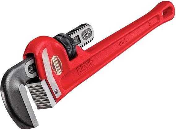 RIDGID 31000 Model 6 Heavy-Duty Plumbing Straight 6" Pipe Wrench, Red, Made in the USA