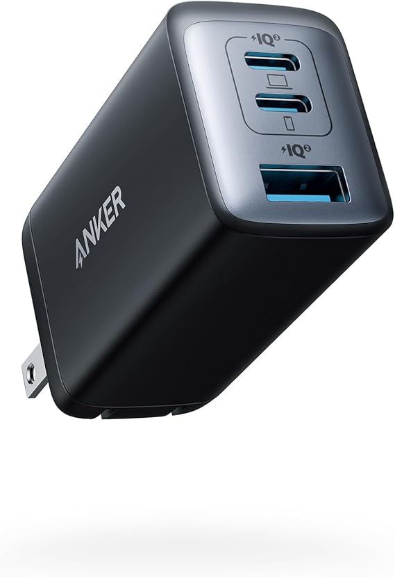 Anker 65W Max 3-Port USB C Charger Block, Compact Foldable Phone Charger