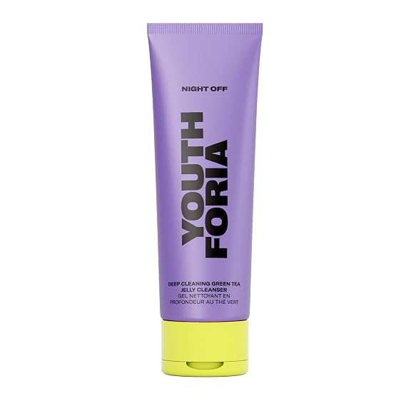 Youthforia Night Off Face Wash, Gentle Cleanser for Soft, Clear Skin, Green Tea Leaves Exfoliate for Effective Makeup Removal, Vegan & Cruelty-Free