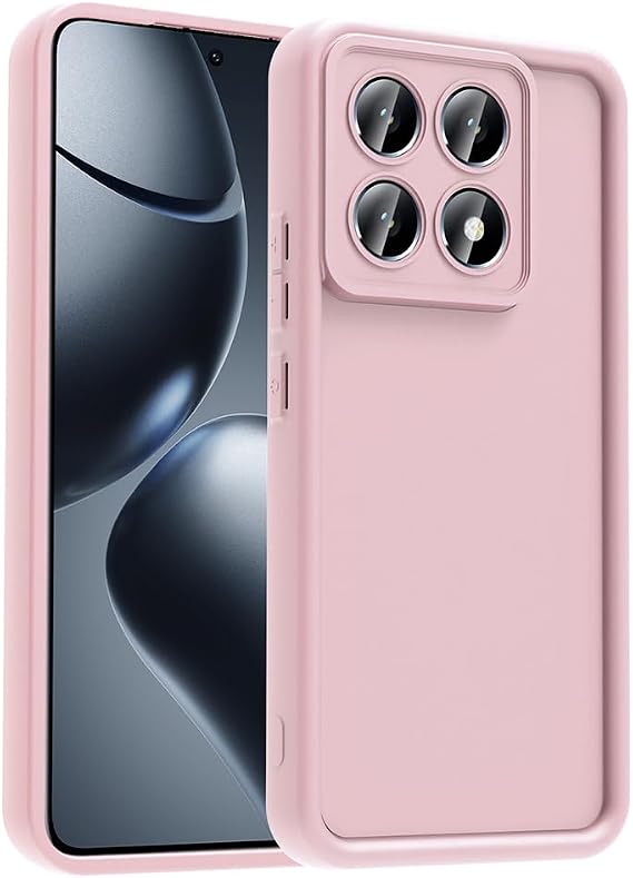 Coverzone Xiaomi 14T ile uyumlu Kılıf Parlak Tek Renkli Yüzey Dayanıklı Malzeme & Tam Koruma Redolent Kılıf Ergonomik Kavrama Kolay Erişim Kapak Pembe