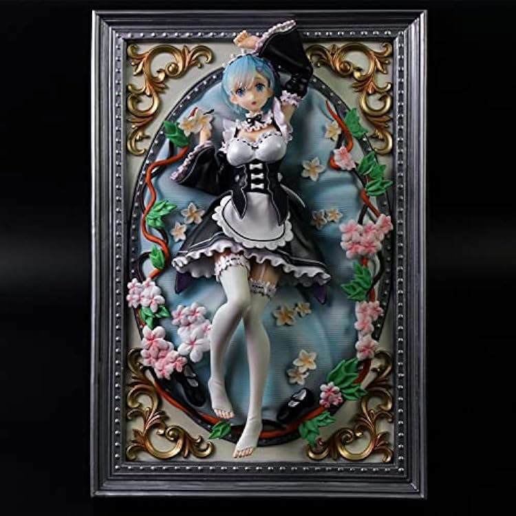 Anime Re:Life in A Different World from Zero Rem Ram PVC Action Figure Gk Big 3D Photo Frame Collection Model Toys 31cm