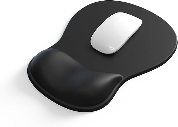 Ergonomic Office Mousepad with Wrist Support, Comfortable Gel Mouse Pad with Wrist Rest, Middle Concave Design, Pain Relief Mouse Mat for Working, Studying and Gaming (01 Black)