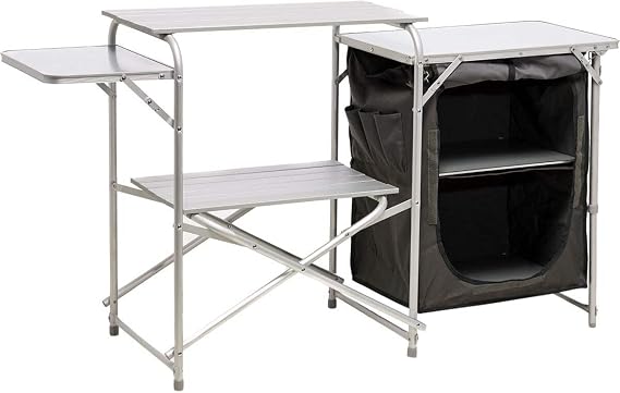 MOUNTAIN SUMMIT GEAR Deluxe Roll Top Kitchen Table for Camping Made with Weather-Resistant Aluminum (by Caddis Sports)