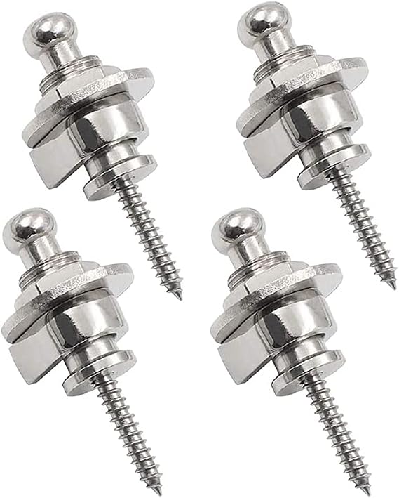 4Pcs Guitar Strap Locks Set, Quick Release Security Guitar Straplock Button for Guitar Bass Silver