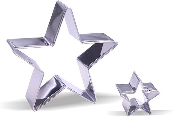 Small Star Cookie Cutter Set 2 Piece 3.3 & 1.3 inch - Stainless Steel