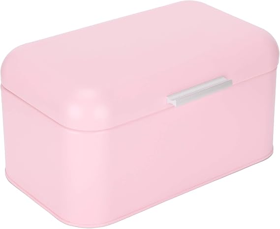 Bread Box for Kitchen Countertop, Bread Container, Large Capacity Iron Bread Storage Box, Kitchen Accessory for Kitchen Counters Bakery 30.5x20x15cm Pink