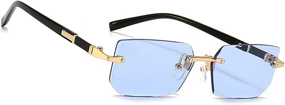 Rimless Tinted Sunglasses for Women Men, UV400 Protection