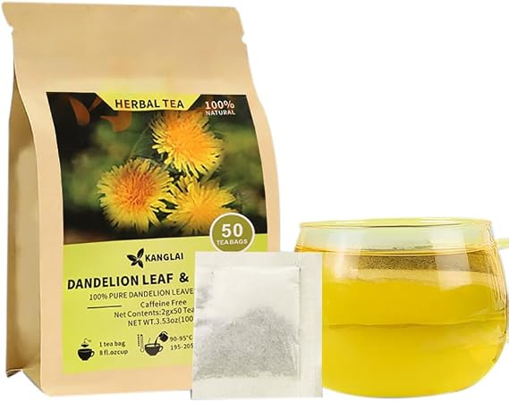 Premium Dandelion Leaf and Root Tea Bags, 100% Natural Natural Detox Herbal Tea | Roasted Dandelion Root Tea, Sugar Free, Gluten Free, Soy Free, Non-GMO, 50 Count Round Eco-Conscious Teabags