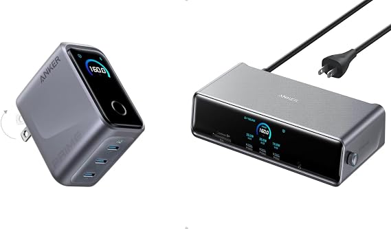 Anker Prime Charger, 160W 3-Port Compact USB C GaN Charger Block&Prime Docking Station (DL7400), 14-Port Triple Display with DisplayLink