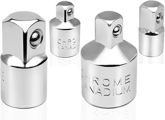4pcs Socket Adapter Socket Sets 1/2" to 3/8", 3/8" to 1/2",1/4" to 3/8", 3/8" to 1/4" for Impact Driver Ratchet Converter Socket Wrenches Reducer Set