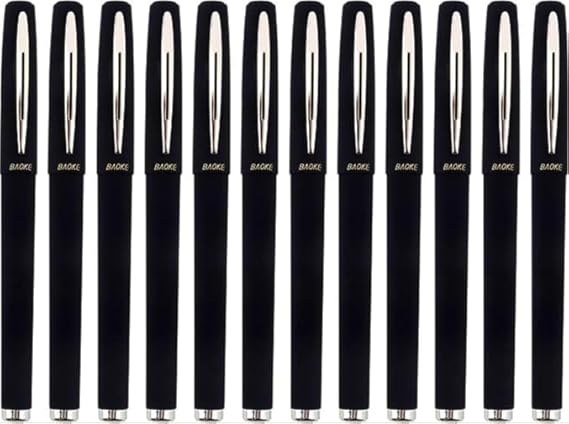 Baoke Gel Ink Pens Rollerball Pens 1.0mm Medium Line, Box of 12 Pack, PC1848 (Black)