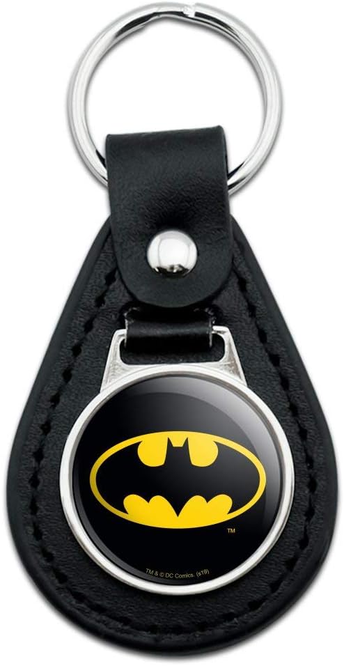 GRAPHICS & MORE Batman Black Leather Batman Logo Keychain Collection