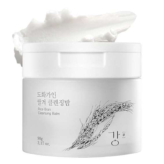 Korean Cleansing Balm with Rice Scent (Milky Sherbet Texture) Gentle Makeup Remover, Removes Waterproof Makeup and Facial Oil, Includes Hygienic Mini Spatula