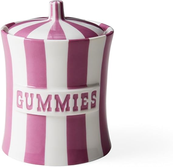 Jonathan Adler Vice Gummies Porcelain Canister with Lid, Purple, 6.75" H