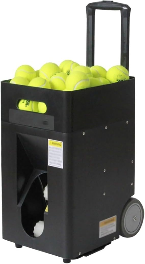 Tennis Ball Machine Portable, Automatic Launcher Sparring Training Device for Solo Training, Adjustable Angle, Speed and Rotation, 50 Ball Capacity - Beginner Sports Practice/Teaching Materials
