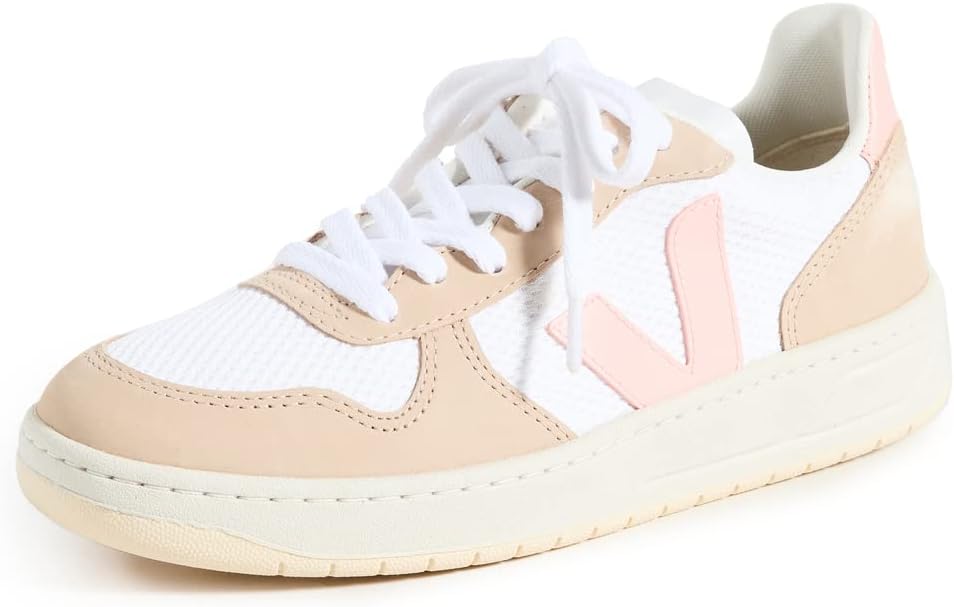 Veja Women's V-10 Sneakers, White/Bellini/Almond, 7 Medium US