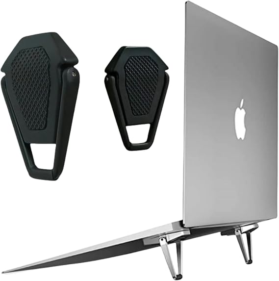 Portable Invisible Laptop Stand - 2PCS Zinc Alloy Laptop Mini Stand Heat Dissipation Pad, Laptop Lifter for 12-20 Inch Laptops (Black)