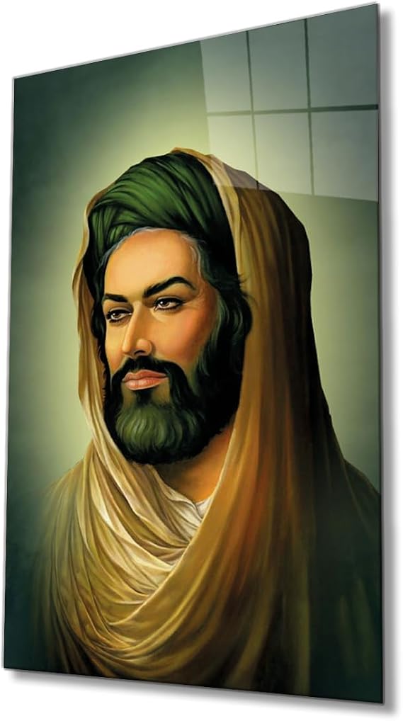 Hz. Ali Dini İslami Cam Tablo Ev ve Ofis Duvar Dekoru Hediyelik Büyük Tablo Dayanıklı Cam