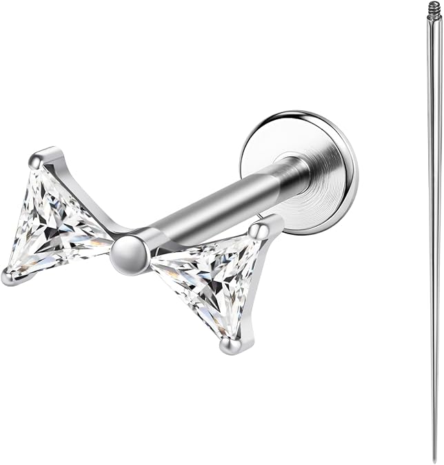 F136 Titanium Body Piercing Studs, 16G Flat Back Cartilage Earring Studs with Piercing Taper, Internally Threaded Labret Lip Ring Conch Tragus Stud