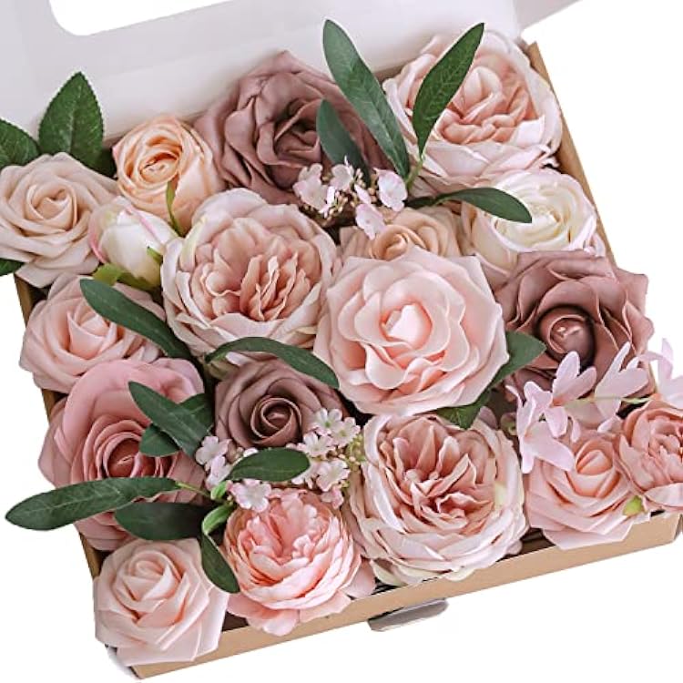 Lookein Artificial Flowers for DIY Wedding Decoration Bridal Bouquet Table Centerpieces Flower Garland Wreaths Aisle Arch Flower Decoration, Belle Blush