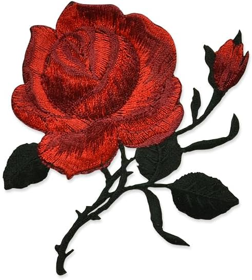 Expo International Artemis Iron On Embroidered Rose Applique/Patch Patch, Red Multi