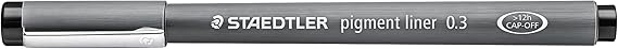 Staedtler Pigment Liner, Fineliner Pen for Drawing, Drafting, Journaling, .3mm, Black, 308 03-9
