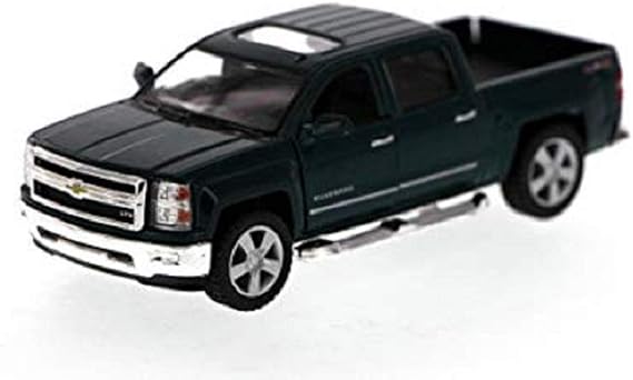 KiNSMART 2014 Chevrolet Silverado LTZ Crew Cab 4x4 1:46 Scale 5" Die Cast Metal Model Pick-up Truck Toy (Green)
