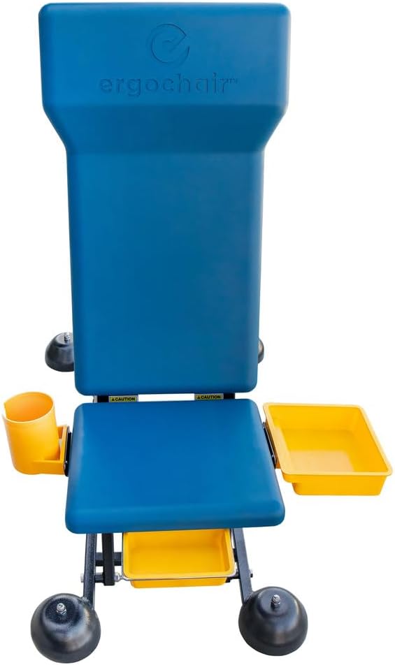BendPak ERGOCHAIR Multi-Adjustable Rolling Seat Height Creeper- Chair W/Tool Trays and Parts Storage Arm Rest and Swivel Comfortable Seat and Backrest