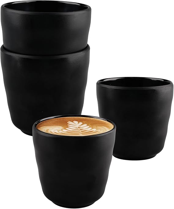 Cappuccino Coffee Cups Set of 4 - Matte Black 250ml Elegant